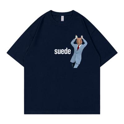 SUEDE落肩宽松纯棉摇滚短袖T恤