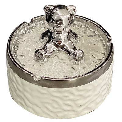 白色款式小熊系列带盖烟灰缸