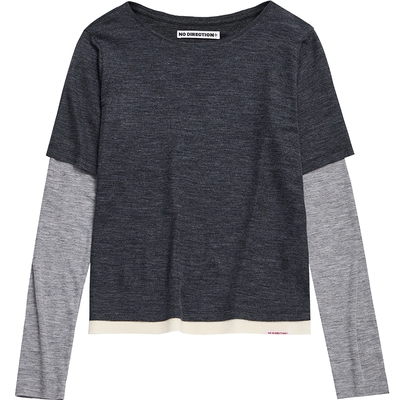 NO DIRECTION+ 混纺慵懒时髦假两件针织打底衫N534012321B21