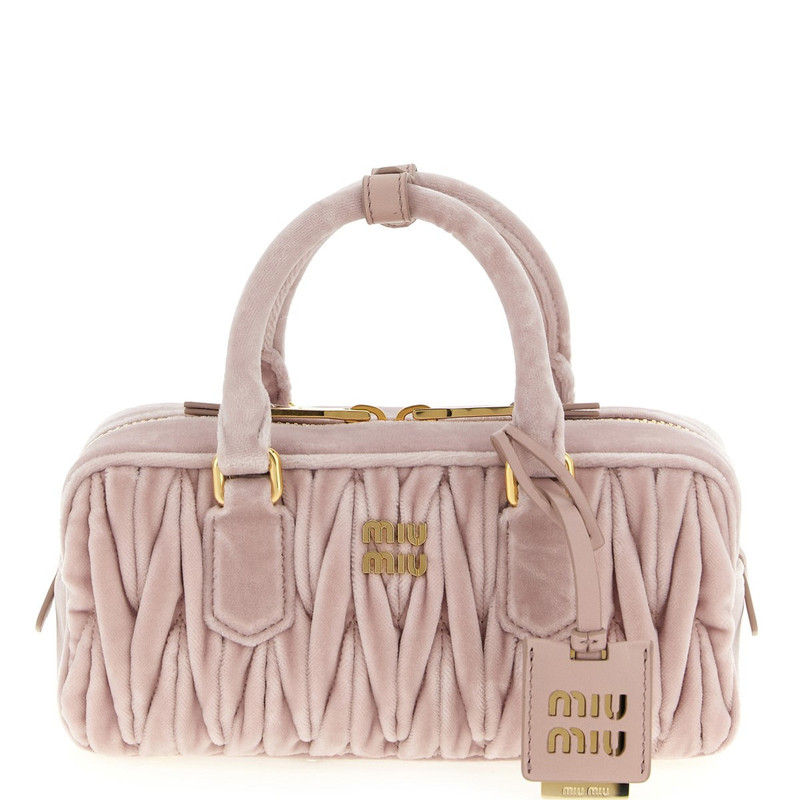 MIU MIU 缪缪 Arcadie浅粉色小号天鹅绒提包26早春新款意大利代购
