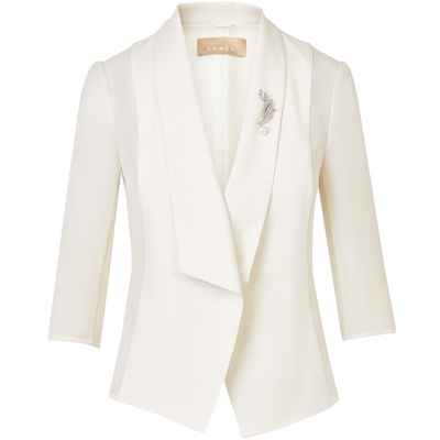 LANCY/朗姿夏季三醋酸七分袖西装外套女白色休闲设计感气质西服