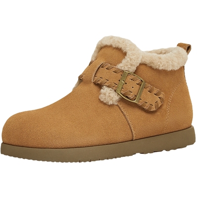 天美意复古厚底加绒毛毛鞋雪地靴女棉线短靴子2025冬新款BM111DD5