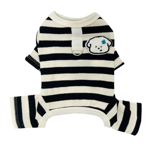 宠物春夏季薄款条纹四脚家居服泰迪比熊小型犬狗狗秋冬天打底衣服