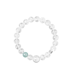 炙真银楼平安锁·花窗手串女款天然白水晶纯银铜钱手链新中式翡翠