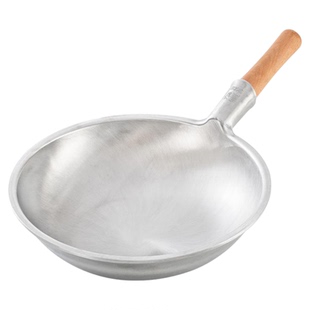 纯铝炒锅商用特厚马勺葱烧海参龙虾锅平底圆底老式铝锅燃气电磁炉