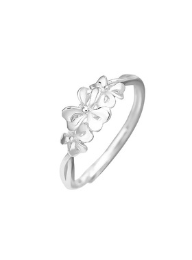 足银s999镂空小花戒指女