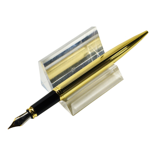 新派钢笔可换墨囊无笔夹高档全金属笔金色拉丝高颜值台笔签字笔成人硬笔书法铱金钢笔带吸墨器商务办公礼品笔