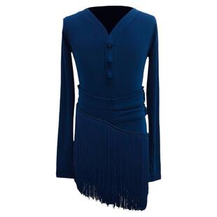 拉丁舞服女儿童2026新款舞蹈练功服长袖流苏训练服专业比赛表演服