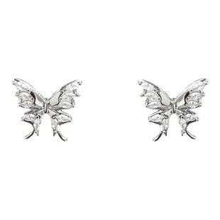 镂空蝴蝶锆石耳环女高级感简约耳钉2025新款爆款耳夹无耳洞耳饰品