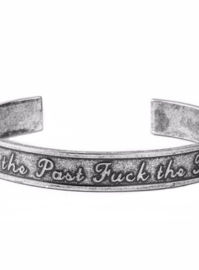 复古金色钛钢开口手镯情侣