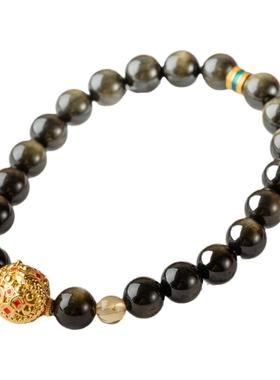 宫里的世界黑曜石金箔情侣手链