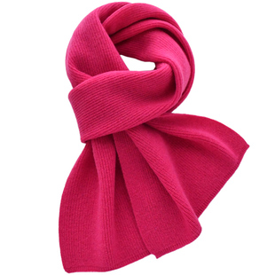 亮色玫红色油黄纯羊绒围巾女秋冬季加厚蓬松保暖护颈针织毛线围脖