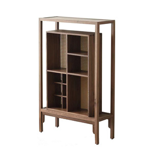 新中式实木博古架现代简约茶室新款小型黑胡桃木茶具收纳柜置物架