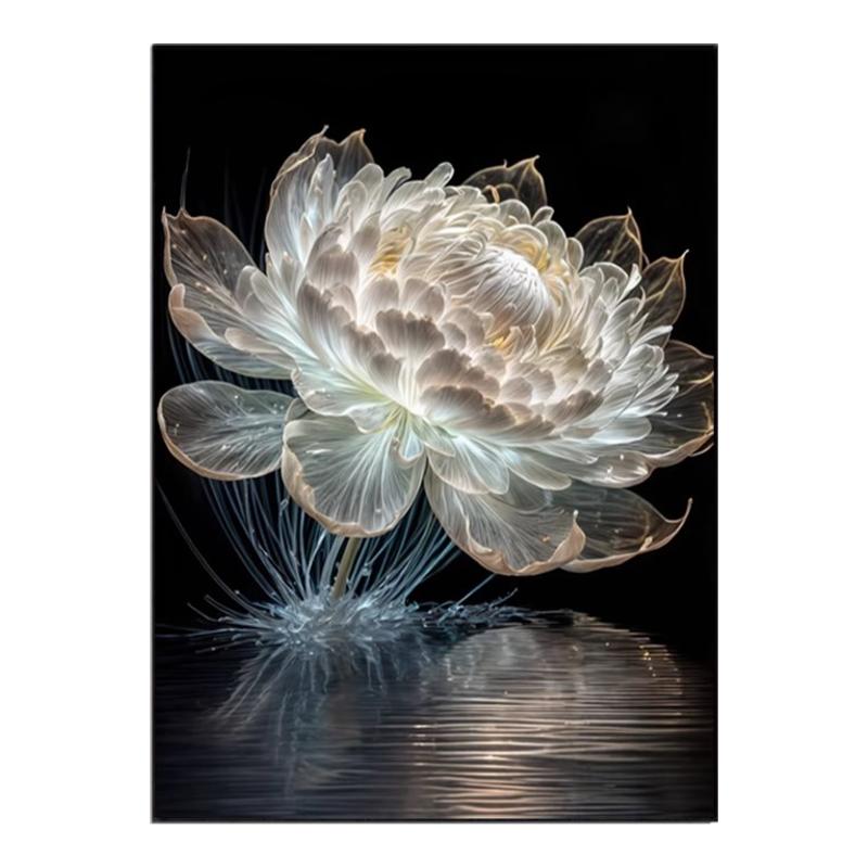 5d立体莲花钻石画2026新款高级感花朵卧室粘贴砖十字绣满钻高难度
