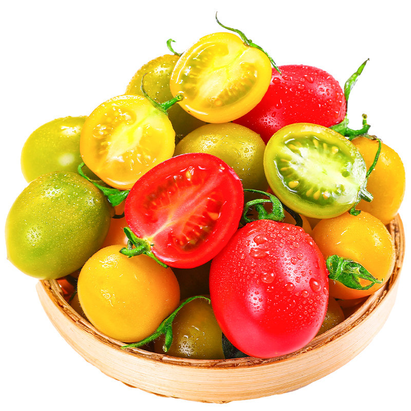新鲜三色小番茄5斤黄金圣女果当季水果现摘绿柿子蔬菜西红柿3包邮