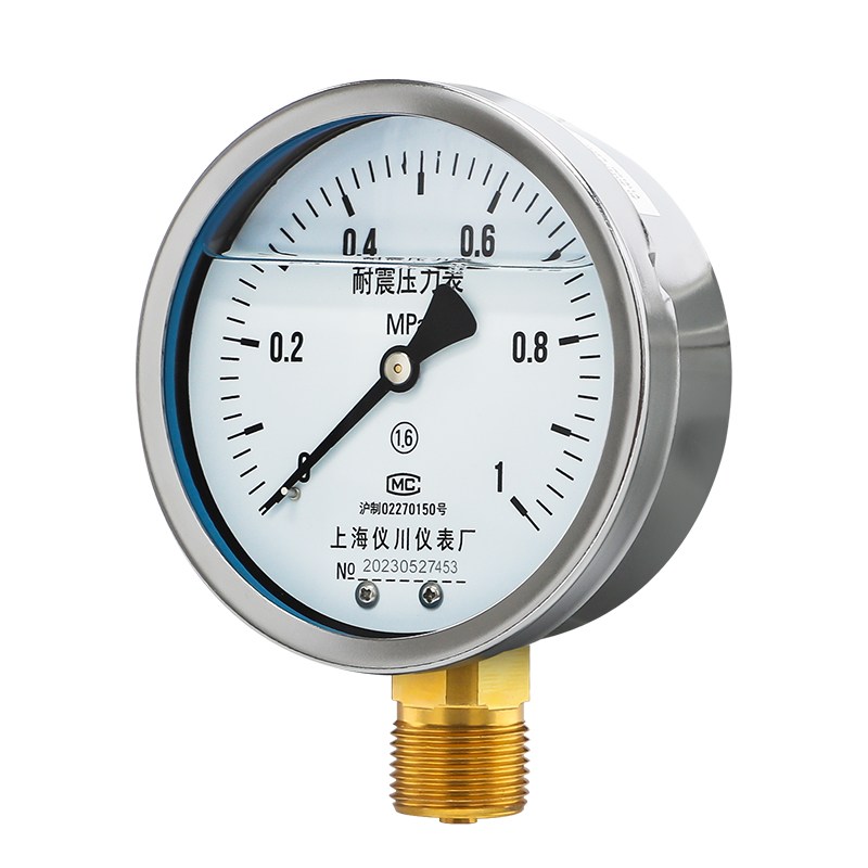 上海仪川仪表厂压力表不锈钢氮气抗震真空表耐震氟显示器负压油加