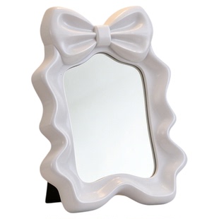 梳妆镜可爱蝴蝶结造型便携化妆镜随身美妆镜桌面台式补妆镜随身镜