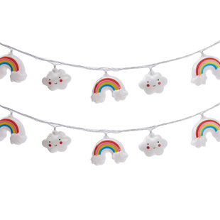 彩虹云朵儿童帐篷灯房间生日挂灯节日幼儿园布置小彩灯卧室装饰灯