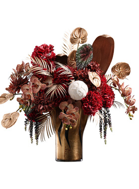 妖及轻奢琉璃仿真花器摆件