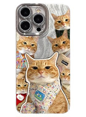 苹果17搞怪橘猫手机壳适用16promax萌宠opporeno13可爱小众Findx8高档女vivos20华为pura80小米15全包镜头膜