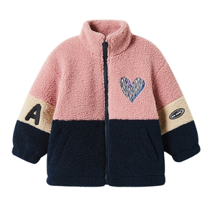 ask 童装女童上衣外套2026秋新款摇粒绒外套中大童棉衣