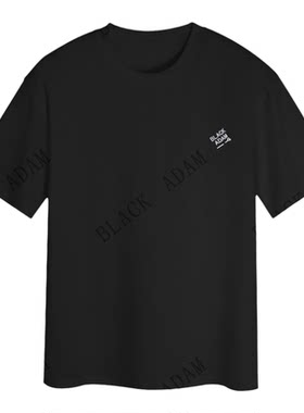 BLACK ADAM 刺绣短袖T恤黑白简约ZL8801纯色新款单穿男士休闲