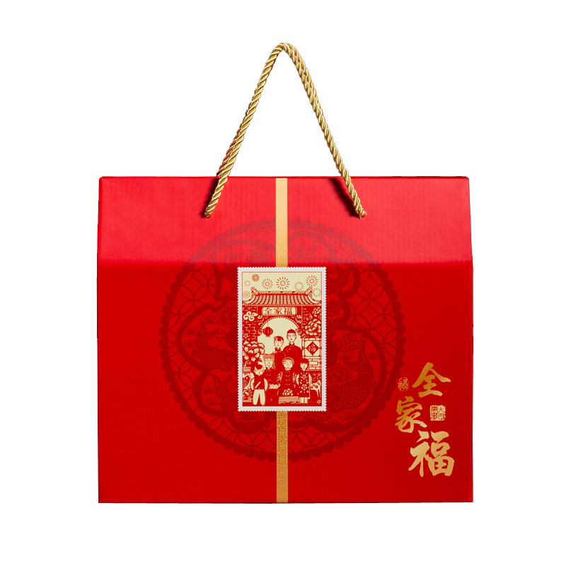 新款通用春节海鲜年货包装盒熟食特产特大五谷杂粮手提礼品定制