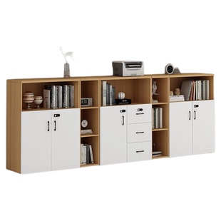 办公室文件柜矮柜储物柜隔断木质花槽资料落地带锁边柜定制办公柜