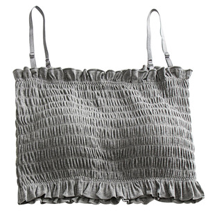 200斤大码抹胸褶皱棉细带吊带防走光胖mm免穿文胸内衣美背裹胸