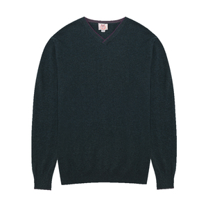 鹿王羊绒衫男士100纯多色新款V领平针简约保暖柔软舒适打底套头衫