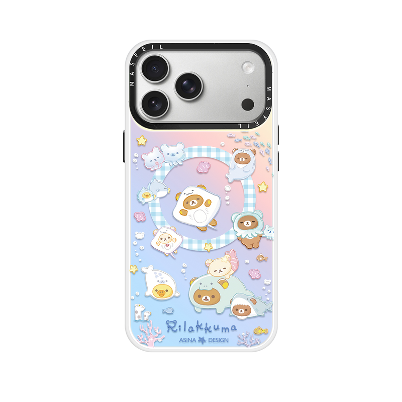 海洋轻松熊适用苹果17Promax手机壳15磁吸支架iPhone16Pro保护套网红创意plus全包可爱14超薄13新款高级感12