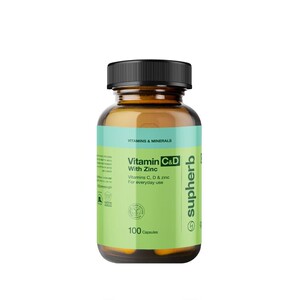 Supherb進口維他命C+D+鋅膠囊男女免疫力家庭裝VcVd補鋅100粒，可領10元優惠券