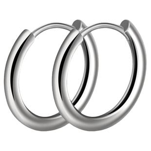 老银匠s925银光面纯银女银耳圈养耳洞送女友素圈银耳环女士银耳饰