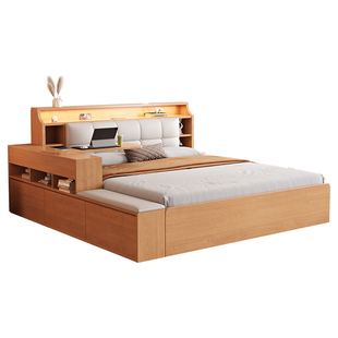 侧开气压高箱储物床收纳1.2m主卧室现代简约轻奢1.8米双人床