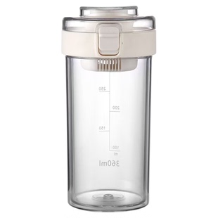 自嘲熊水杯简约ins女生便携小巧直饮杯带茶隔夏季学生透明塑料杯