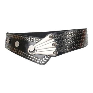 高级感宽腰带女铆钉装饰时尚配裙子松紧黑色腰封女士大衣收腰外搭