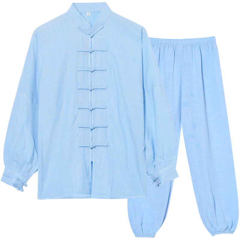 柒樨棉麻太极服武术练功服男女晨练服春夏秋团体表演服中老年太极