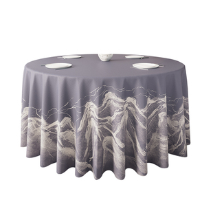 2025新中式酒店大圆桌布防水防油免洗轻奢高级感圆形饭店餐桌布