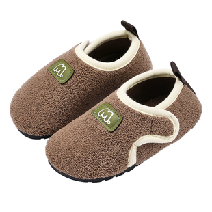 冬季儿童棉拖鞋男童家居室内地板一岁半幼儿棉鞋包跟女宝宝小拖鞋