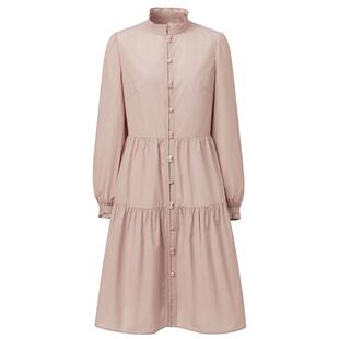 VGRASS维格娜丝秋季新款浪漫粉红气质蛋糕裙灯笼袖收腰A字连衣裙