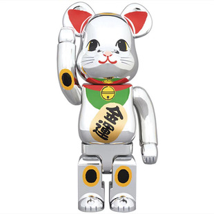 bearbrick400%暴力熊金运招财猫公仔 电镀积木熊玩偶潮牌手办摆件