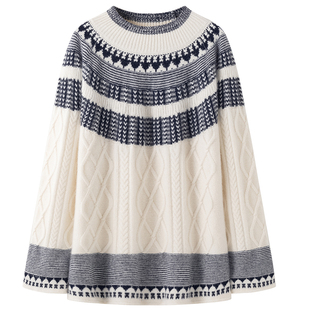 VIKTORIACHAN假日胶囊系列新品 圆领多层次立体绞花费尔岛毛衣