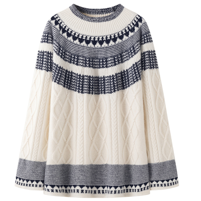 VIKTORIACHAN假日胶囊系列新品 圆领多层次立体绞花费尔岛毛衣