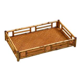 竹雪明|梅鹿大漆茶具围栏收纳竹茶盘茶托盘中式方形干泡奉茶盘