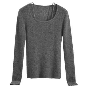 Outlets专柜撤柜正品 HZ冬装2025新款含羊毛上衣设计感修身毛衣女