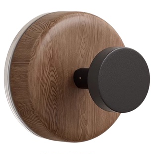 胡桃木纹吸盘旋钮挂钩门后浴室厨房壁挂式置物架免打孔挂衣钩挂架