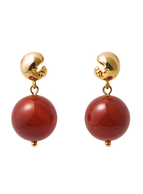 盐岛锦鲤红玛瑙耳环气质红色新中式镀金吊坠本命年小众耳坠国风女