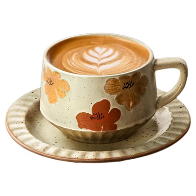 墨色日式咖啡杯碟复古创意拉花杯