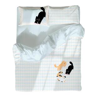 loomiisle小众原创设计猫咪四件套舒适全棉四件套被套床单床笠款