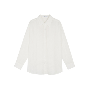 辰米范 轻氧outfits 慵懒风宽松白色条纹衬衫女微透长袖防晒衬衣